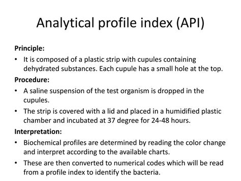 analytical profile index|API test .